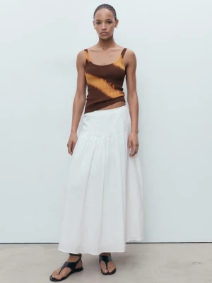 MANGO - Top z dzianiny ze wzorem tie-dye brązowy - - Kobieta