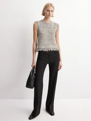Tweedowy top z frędzlami czarny - Kobieta - - MANGO