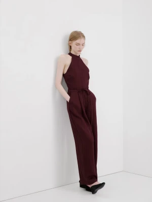 MANGO - Top z lyocellu z kołnierzem halter winny - - Kobieta