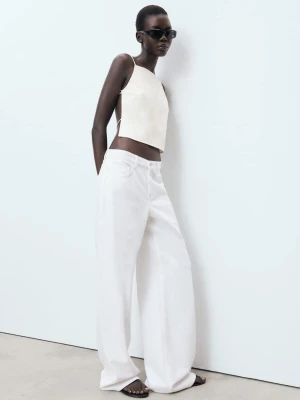 MANGO - Top z odkrytymi plecami kremowy / écru - - Kobieta