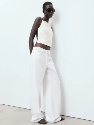 MANGO - Top z odkrytymi plecami kremowy / écru - - Kobieta