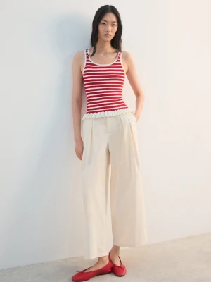 MANGO - Top z ozdobnymi fałdami czerwony - - Kobieta