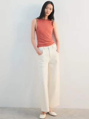 MANGO - Top z pofalowanym dołem mandarynkowy - - Kobieta