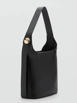 MANGO - Torba shopper z metalowym detalem czarny - Rozmiar uniwersalny - Kobieta