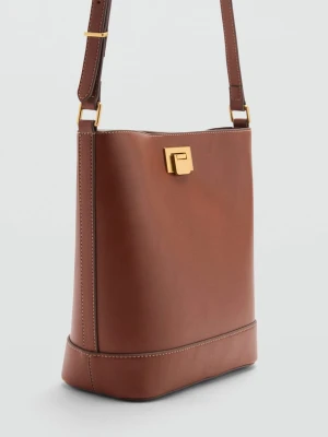 MANGO - Torba shopper z metalowym detalem średni brązowy - Rozmiar uniwersalny - Kobieta