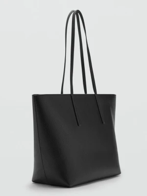 MANGO - Torba shopper z podwójnym uchwytem czarny - Rozmiar uniwersalny - Kobieta