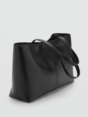 MANGO - Torba shopper z podwójnym uchwytem czarny - Rozmiar uniwersalny - Kobieta