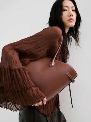 MANGO - Torba shopper z podwójnym uchwytem średni brązowy - Rozmiar uniwersalny - Kobieta