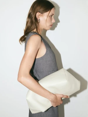 MANGO - Torba shopper z wytłaczaną teksturą kremowy / écru - Rozmiar uniwersalny - Kobieta