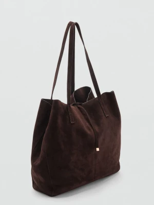 MANGO - Torba shopper z zamszu czekoladowy - Rozmiar uniwersalny - Kobieta