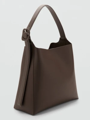 MANGO - Torba shopper ze sprzączką czekoladowy - Rozmiar uniwersalny - Kobieta