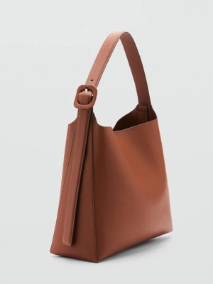 MANGO - Torba shopper ze sprzączką średni brązowy - Rozmiar uniwersalny - Kobieta