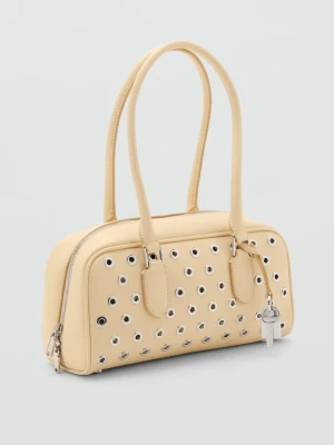 MANGO - Torebka bowling eyelets waniliowy - Rozmiar uniwersalny - Kobieta