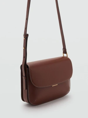 MANGO - Torebka listonoszka z klapą średni brązowy - Rozmiar uniwersalny - Kobieta