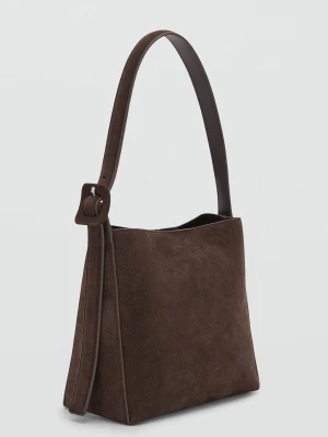 MANGO - Torba shopper z zamszu czekoladowy - Rozmiar uniwersalny - Kobieta