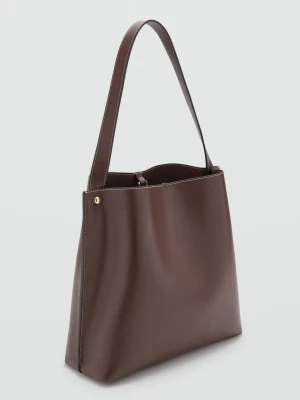 MANGO - Torebka typu worek z metalowymi ozdobami brązowy - Rozmiar uniwersalny - Kobieta