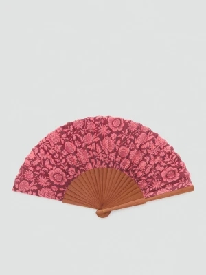 MANGO - Wachlarz z kwiatowym nadrukiem burgund - Rozmiar uniwersalny - Kobieta