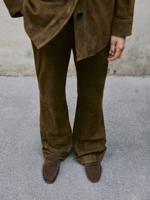 Zamszowe mokasyny czekoladowy - Kobieta - - MANGO