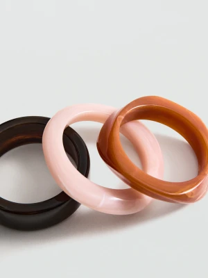 MANGO - Zestaw 3 bransoletek brązowy - Rozmiar uniwersalny - Kobieta