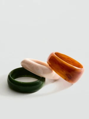 MANGO - Zestaw 3 maxi bransoletek różnej grubości brązowy - Rozmiar uniwersalny - Kobieta