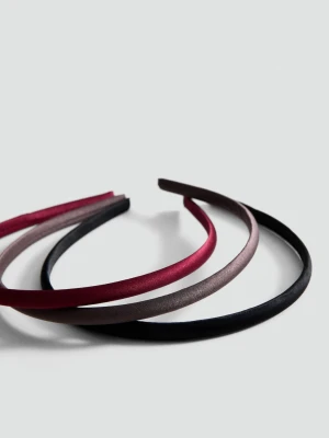 Zestaw 3 satynowych opasek czarny - Kobieta - Rozmiar uniwersalny - MANGO