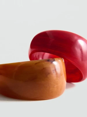 MANGO - Zestaw grubych bransoletek beżowy - Rozmiar uniwersalny - Kobieta