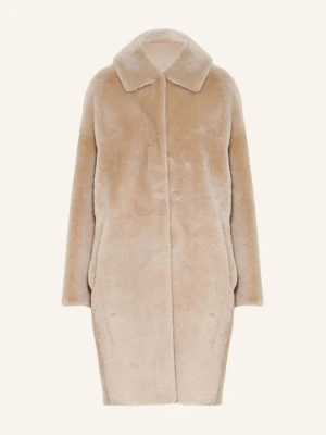 Manzoni 24 Dwustronny Płaszcz Skórzany beige ECRU