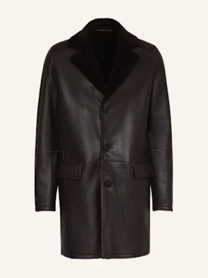 Manzoni 24 Płaszcz Skórzany braun