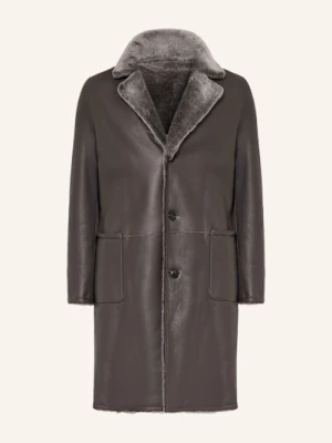 Manzoni 24 Płaszcz Skórzany Dwustronny braun