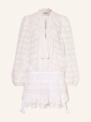Marant Étoile Sukienka Preya Z Koronką Ażurową I Falbanami weiss