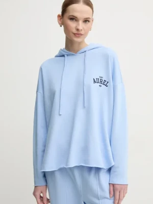 Marc Aurel bluza damska kolor niebieski z kapturem gładka 7644-7000-73707