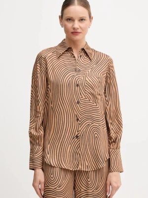 Marc Aurel koszula damska kolor brązowy regular z kołnierzykiem klasycznym 6258-1002-24812