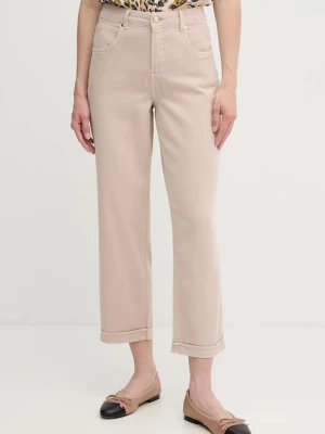 Marc Aurel spodnie damskie kolor beżowy proste high waist 1791-2309-93420