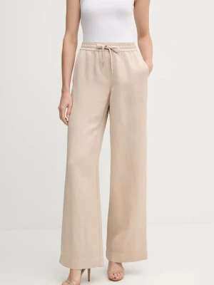 Marc Aurel spodnie damskie kolor beżowy szerokie high waist 1688-1000-93438