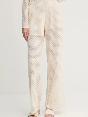 Marc Aurel spodnie damskie kolor beżowy szerokie high waist 1750-7011-93428