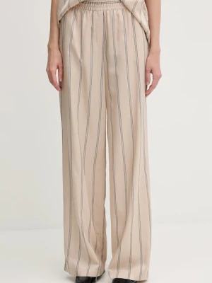 Marc Aurel spodnie damskie kolor beżowy szerokie high waist 1856-1000-93421