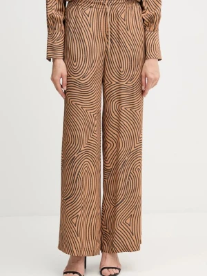 Marc Aurel spodnie damskie kolor brązowy szerokie high waist 1853-1002-24812