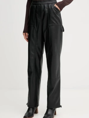 Marc Aurel spodnie damskie kolor czarny proste high waist 1909-2000-93332