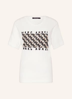 Marc Aurel T-Shirt Z Obszyciem Ozdobnymi Kamykami weiss
