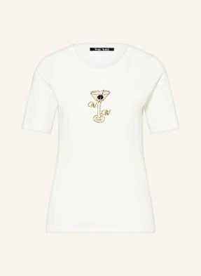 Marc Aurel T-Shirt Z Obszyciem Ozdobnymi Kamykami weiss