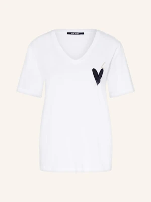 Marc Aurel T-Shirt Z Obszyciem Ozdobnymi Kamykami weiss