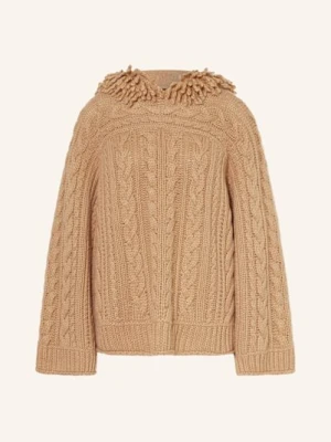 Marc Cain Bluza Z Kapturem Z Dzianiny Z Dodatkiem Kaszmiru I Cekinami grau