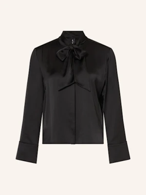 Marc Cain Bluzka Satynowa Ze Zdejmowaną Kokardą schwarz