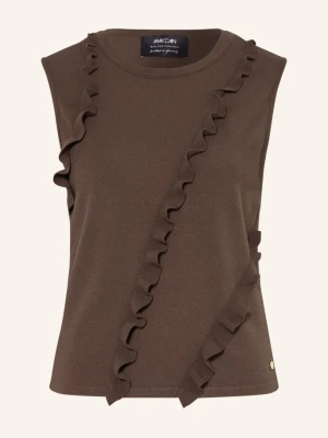 Marc Cain Bluzka Z Dzianiny Z Falbanami braun 697 seal brown