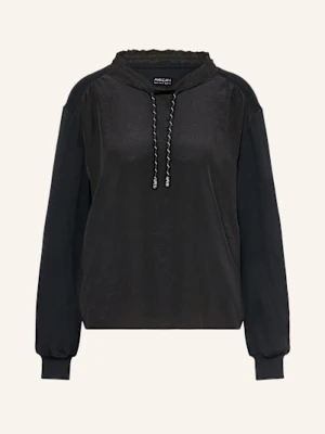 Marc Cain Bluzka Z Mieszanki Materiałów schwarz