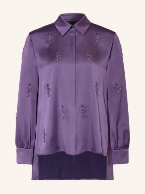 Marc Cain Bluzka Z Satyny Z Kamieniami Ozdobnymi lila