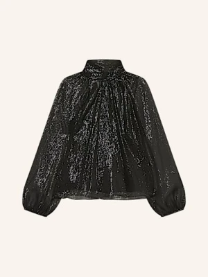 Marc Cain Bluzka Z Wiązaniem Pod Szyją Z Błyszczącą Przędzą schwarz