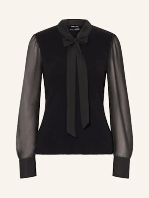 Marc Cain Bluzka Z Wiązaniem Pod Szyją Z Mieszanki Materiałów schwarz