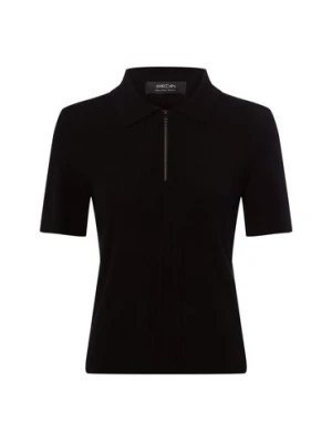 Marc Cain Damska koszulka polo z dzianiny z zawartością wełny i kaszmiru Kobiety czarny jednolity,