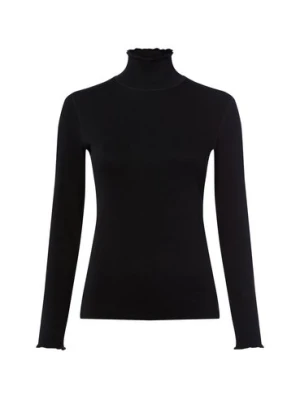 Marc Cain Damska koszulka z długim rękawem Kobiety Bawełna czarny jednolity,